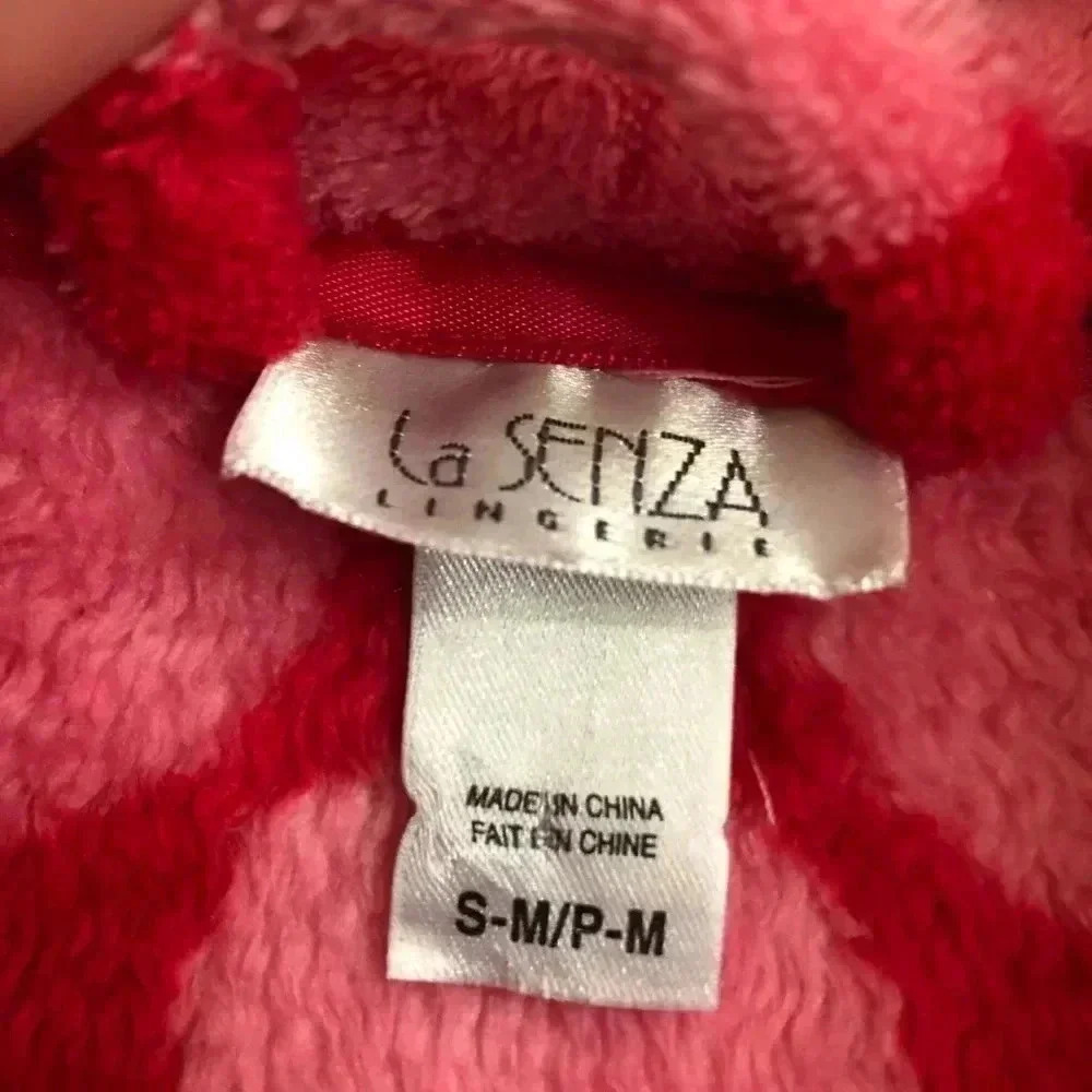 La Senza Fuzzy Pink Polka Dot Bathrobe Size S/MED - Picture 7 of 16